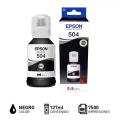 EPSON - Tinta Original Impresora 504 , 127ml, Rinde 7500 Hojas, Negro
