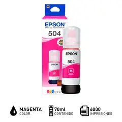 EPSON - Tinta Original Impresora 504 , 70ml, Rinde 7500 Hojas, Magenta