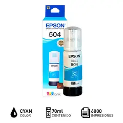 EPSON - Tinta Original Impresora 504 , 70 ml. Rinde 7500 Hojas, Cyan