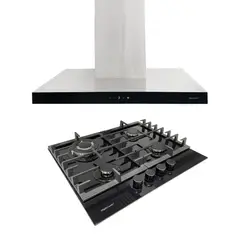 GENERICO - Combo Cocina empotrable a gas 4 quemadores + Campana extractora con doble filtro Marca Highcook