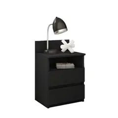 VENTITAS HOME - Mesa de Noche Velador Valery 2 Cajones Negro