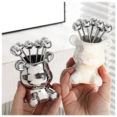 INSPIRA - Porta tenedor para frutas de osito de ceramica
