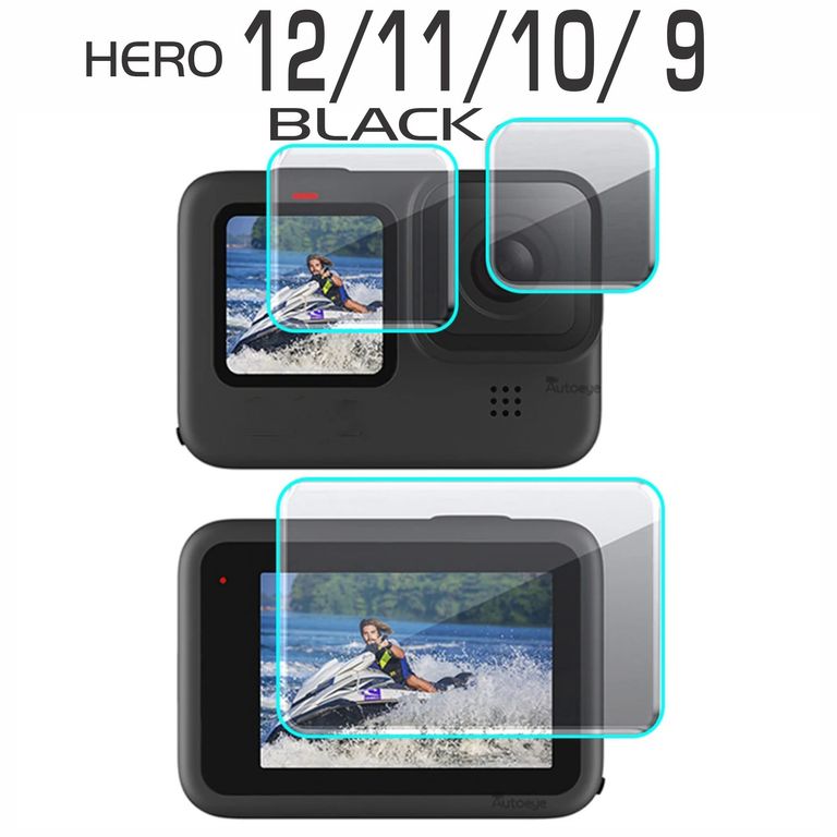 Juego 3 Vidrio Templado Protector De Lente Para Gopro 9/10/11/12 Black