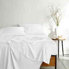 HOME BRANDS - Juego de Sabanas 1800 Hilos Color Blanco - Queen