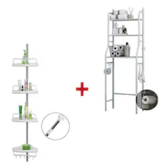 GENERICO - Pack Estante de Baño + Esquinero 4 NIVELES