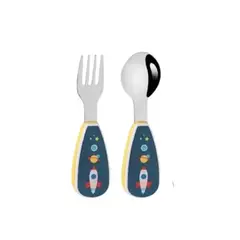GENERICO - PACK x 2 CUBIERTOS COHETE ESPACIAL, CUCHARA Y TENEDOR