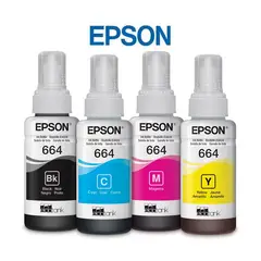 EPSON - Kit Tinta T664 Pack de 4 Colores 70ml L455, L310, L375, L475