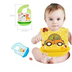 GENERICO - Babero silicona bebé impermeable bolsillo atrapa comida - rosado