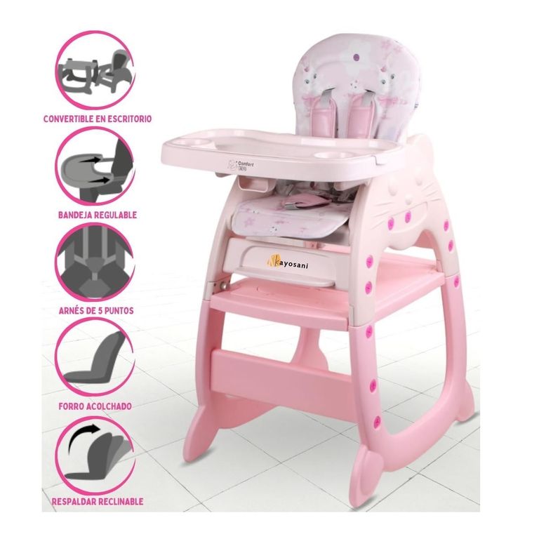 Silla Gato Carpeta 3 en 1 diseño Conejo Rosado