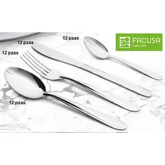 FACUSA - Set de cubiertos 48 Piezas Acero Inoxidable Modelo Espiga