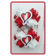 GENERICO - Parecitos Corazón Rojo y Blanco para Niña - Moñitos Lindsey
