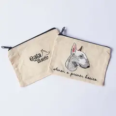 QALA DISEÑO - Monedero Bordado - - Perro Bull Terrier