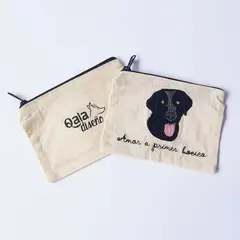 QALA DISEÑO - Monedero Bordado - - Perro Labrador Negro
