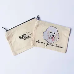 QALA DISEÑO - Monedero Bordado - - Perro Poodle Blanco