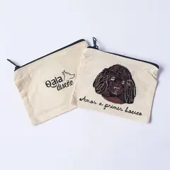 QALA DISEÑO - Monedero Bordado - - Perro Poodle Negro