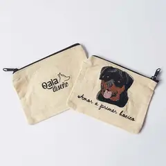 QALA DISEÑO - Monedero Bordado - - Perro Rottweiler
