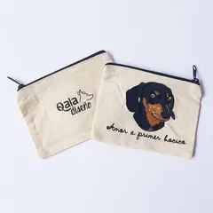 QALA DISEÑO - Monedero Bordado - - Perro Salchicha Negro