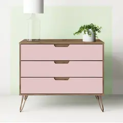 VENTITAS HOME - Cómoda Contemporánea Loreanna 3 Cajones Duna y Rosado