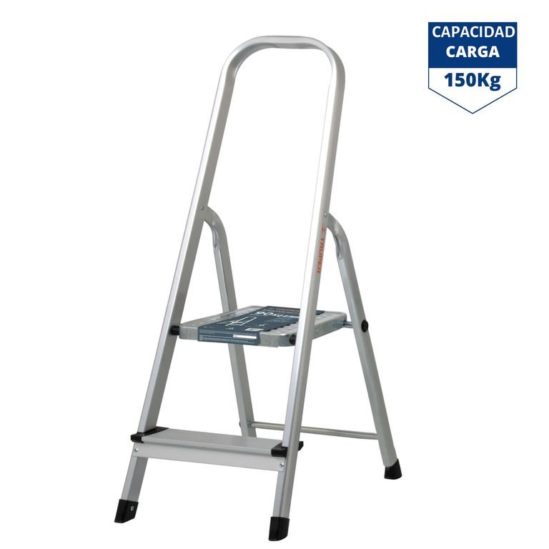 Escalera tubular 2 peldaños, plegable -