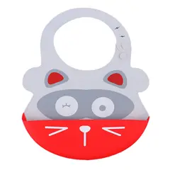 GENERICO - Babero mapache rojo con bolsillo atrapa comida para bebe
