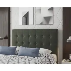 GENERICO - Cabecera Box Weymi 2 Plazas Cuadros - Plomo Oscuro