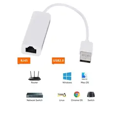 OEM - Adaptador de Red RJ45 LAN a USB 2.0 Ethernet Red