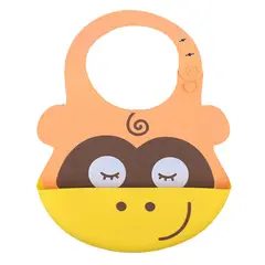 GENERICO - Babero monito con bolsillo atrapa comida para bebe