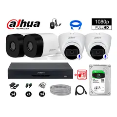 DAHUA - CÁMARAS SEGURIDAD KIT 4 FHD 2 CAMARA AUDIO + 2TB REC FACIAL