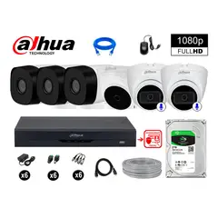 DAHUA - CÁMARAS SEGURIDAD KIT 6 FHD 2 CAMARA AUDIO + 2TB REC FACIAL