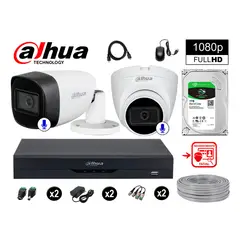 DAHUA - CÁMARAS SEGURIDAD KIT 2 FHD 2 CAMARA AUDIO + 1TB REC FACIAL