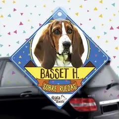 QALA DISEÑO - Colgante de auto 15x15 cm - - Perro Basset Hound