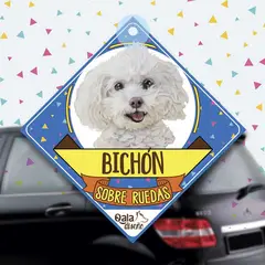 QALA DISEÑO - Colgante de auto 15x15 cm - - Perro Bichón Frisé