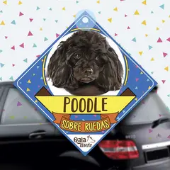 QALA DISEÑO - Colgante de auto 15x15 cm - - Perro Poodle Negro