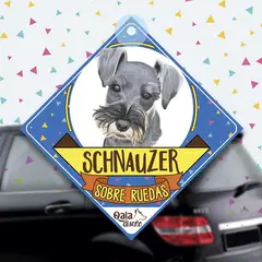 QALA DISEÑO - Colgante de auto 15x15 cm - - Perro Schnauzer