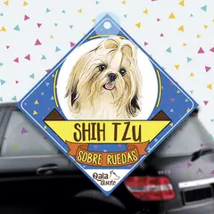 QALA DISEÑO - Colgante de auto 15x15 cm - - Perro Shih Tzu 1