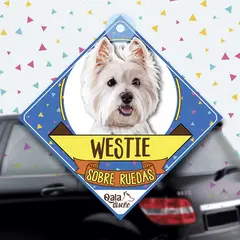 QALA DISEÑO - Colgante de auto 15x15 cm - - Perro Westie