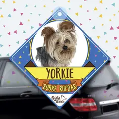 QALA DISEÑO - Colgante de auto 15x15 cm - - Perro Yorkie