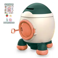 SASHIJA - Alcancía Cohete con Stickers 2D 3D Kawaii para Niños Y51 Verde