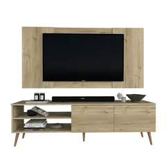 MOVENDA - Centro de Entretenimiento 65″ Caxias Mesa de TV y Panel Duna con Patas de Madera