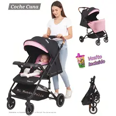 BABY HAPPY - Coche para Bebe Silver Rosa con Tapapies