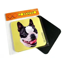 QALA DISEÑO - Posavaso de Acrílico - - Perro Boston - Coaster 95x95