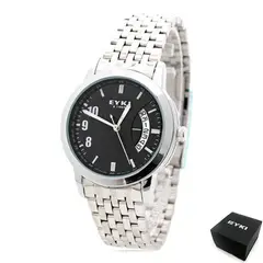 OEM - Reloj Hombre EYKI Metal Fechero Analogico - Negro Plateado