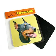 QALA DISEÑO - Posavaso de Acrílico - - Perro Doberman - Coaster 95x95