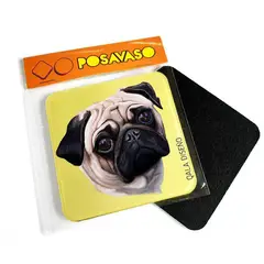 QALA DISEÑO - Posavaso de Acrílico - - Perro Pug C - Coaster 95x95