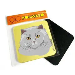 QALA DISEÑO - Posavaso de Acrílico - - Gato Gris - Coaster 95x95