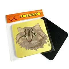 QALA DISEÑO - Posavaso de Acrílico - - Gato Peludo - Coaster 95x95