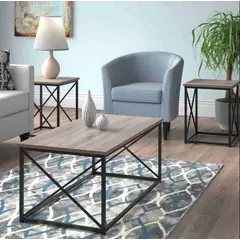 VENTITAS HOME - Combo Helga Mesa de Centro + 2 Mesas Auxiliares Olivo