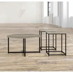 VENTITAS HOME - Combo Ingrid Mesa de Centro + 2 Mesas Auxiliares Olivo