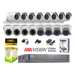 HIKVISION - KIT 16 CÁMARAS SEGURIDAD FULL HD 04 CAMARA CON AUDIO