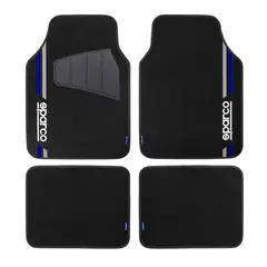 SPARCO - PISO ALFOMBRA PARA AUTO 4 PIEZAS NEGRO-AZUL SPF508BL